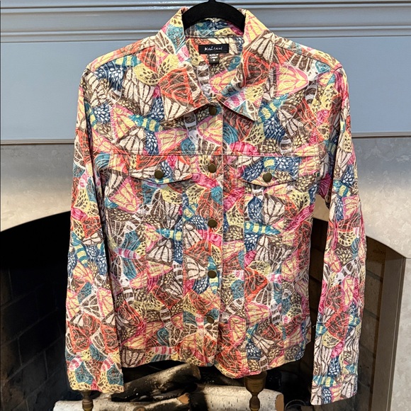 Mahtani Multicolor Patterned Jean Jacket Size Medium - Picture 1 of 6